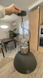 Lampadario Industrial Nero/Argento