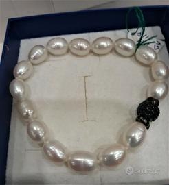 Bracciale perle A.Dolce 11mm Argento Zirconi Neri