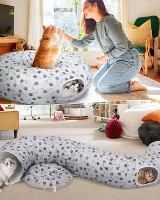 Tunnel 3 in 1 per gatti con tappetino centrale