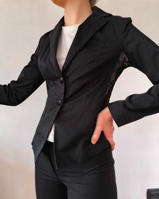 Nuna Lie - blazer slim fit nero con pizzo - tg. XS