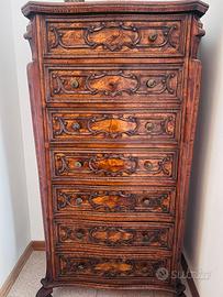 Elegante Settimino Antico in Radica – Cassettiera