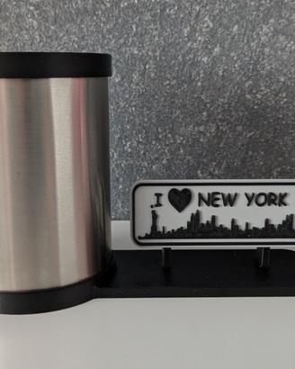 Portapenne Inox "I Love New York"