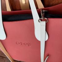 Obag borsa amaranto con tracolla bianca