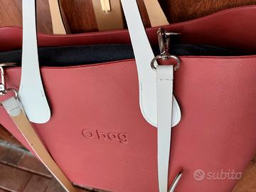 Obag borsa amaranto con tracolla bianca