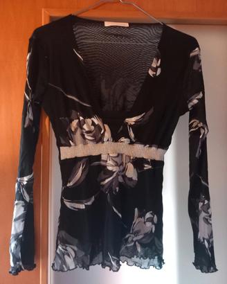 Blusa elegante semitrasparente floreale 