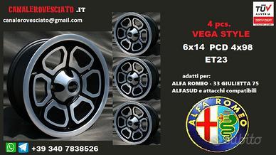 Cerchi vega 14 4x98 alfa romeo 33 75 90 alfetta