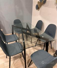 Tavolo vetro gambe nere 6 posti