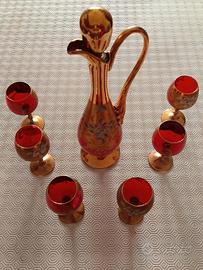 Servizio Vetro Murano Rosso Rubino e oro