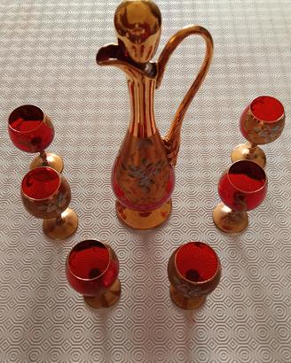 Servizio Vetro Murano Rosso Rubino e oro
