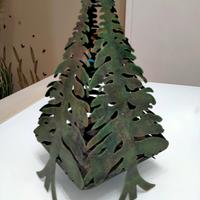 Grande Porta candela in metallo albero abete  cm25