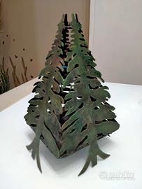 Grande Porta candela in metallo albero abete  cm25