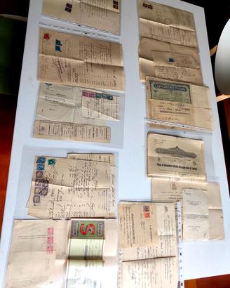 lotto documenti con francobolli anni 30 