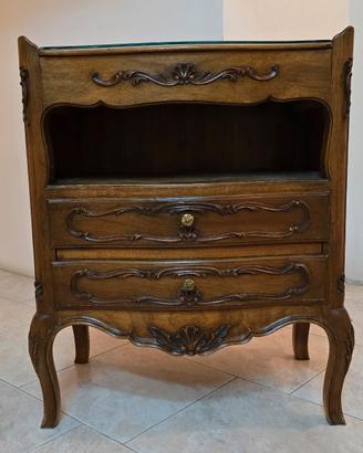 Coppia di comodini vintage stile Luigi XV c/vetro
