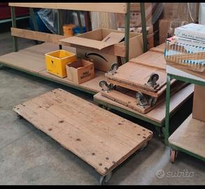 Carrelli in legno 4 ruote girevoli