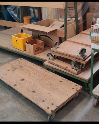 Carrelli in legno 4 ruote girevoli