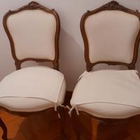 SEDIE STILE LUIGI XVI COPPIA LOTTO TESSUTO BIANCO