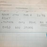 Testata auto prove per ricambi honda civic type r