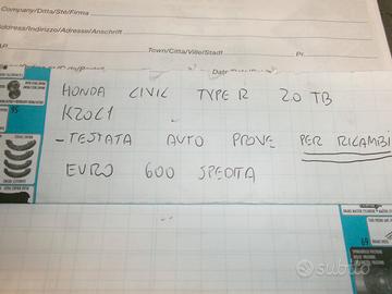 Testata auto prove per ricambi honda civic type r