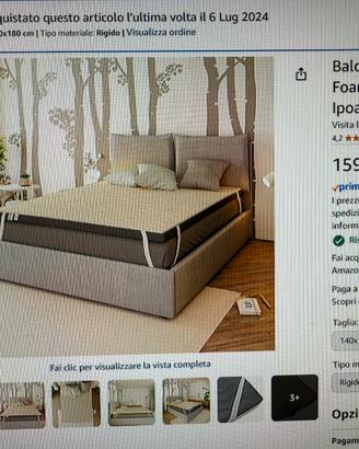 Materasso 8 cm topper memory  nuovo