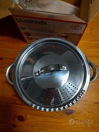 pentola acciaio inox con coperchio scolapasta diam