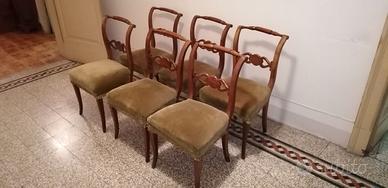 6 Sedie da salotto antiche fine '800 imbottite