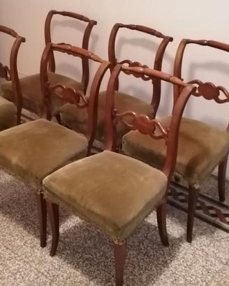 6 Sedie da salotto antiche fine '800 imbottite