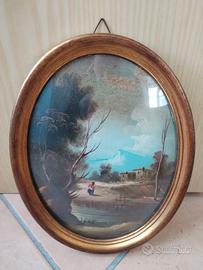 Dipinto a Olio PAESAGGIO Firmato DANI - Ovale
