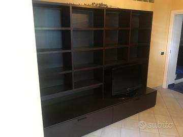 Libreria e mobile tv in legno massello