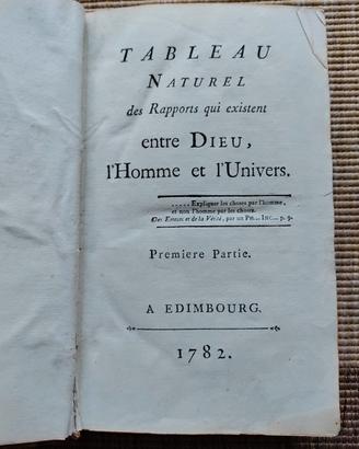 Libro antico Tableau naturel  del filosofo 