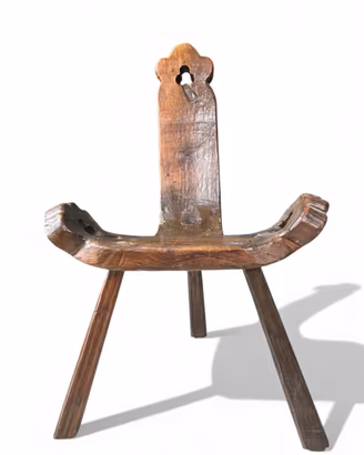 Sedia da parto antica in legno