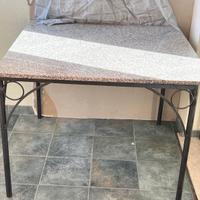 Tavolo da Giardino in Ferro Battuto e Marmo