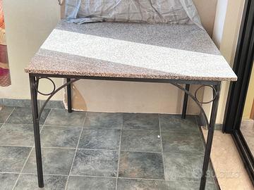 Tavolo da Giardino in Ferro Battuto e Marmo