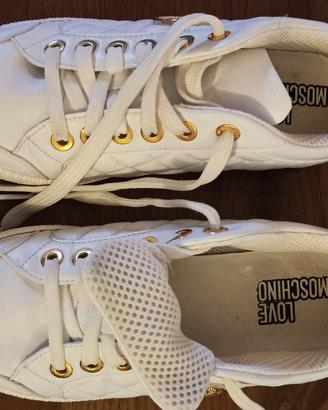 Moschino scarpe bianche pelle basse 39 sneakers