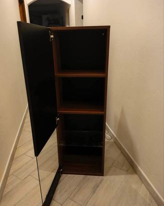 parete attrezzata laccata nera/ noce con luci  Led