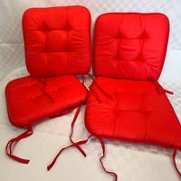Cuscini rossi imbottiti per 4 sedie o poltroncine