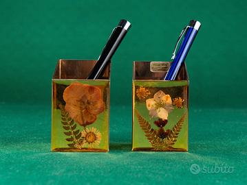 2 Portaoggetti ottone vintage bagno oro zecchino