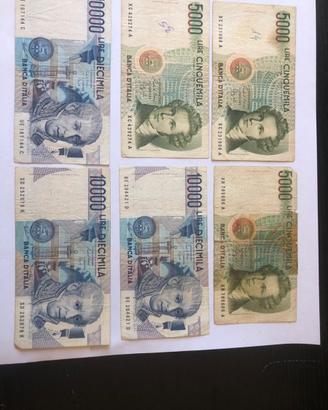 Lotto di 6 Banconote Italiane