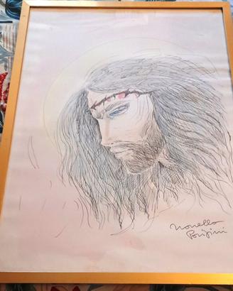 Novella Parigini volto di Cristo con cornice 54x74