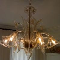 Lampadario in vetro di Murano tutto a oro 6 luci