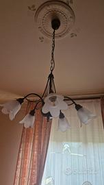 Lampadario vontage in ferro e legno