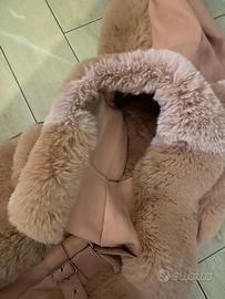 Gilet pelle eco pelliccia pink
