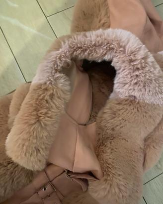 Gilet pelle eco pelliccia pink