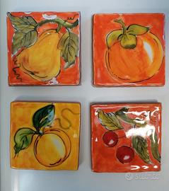 3 mattonelle di ceramica +1 omaggio dipinte a mano