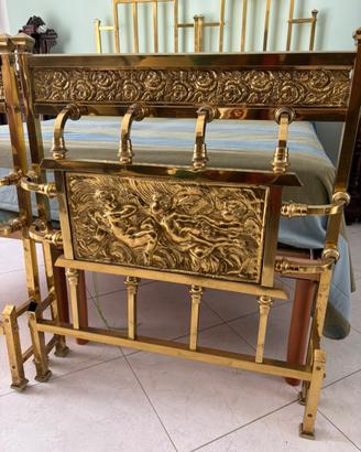 Letto Matrimoniale Antico Ottone Dorato 900 Libert