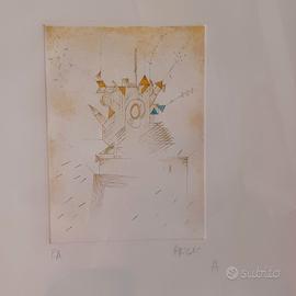 Quadro litografia P.A. Tullio Pericoli vintage 