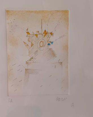 Quadro litografia P.A. Tullio Pericoli vintage 