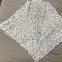 Scialle in mohair artigianale grigio perla 224cm