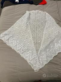 Scialle in mohair artigianale grigio perla 224cm