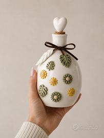 Oliera in ceramica bianca con perline