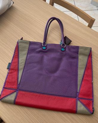 Borsa Gabs pelle e profili tessuto 
